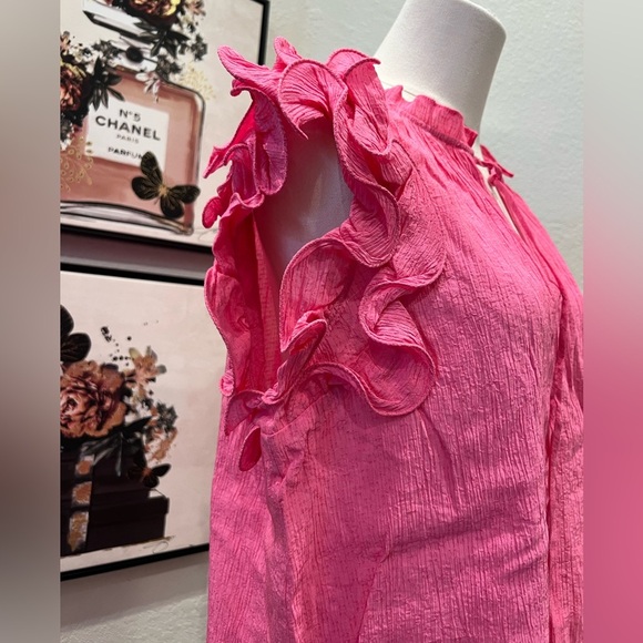NWT Current Air RUFFLED SHOULDER SLEEVELESS BLOUSE- Pink- Size Small - Picture 8 of 11